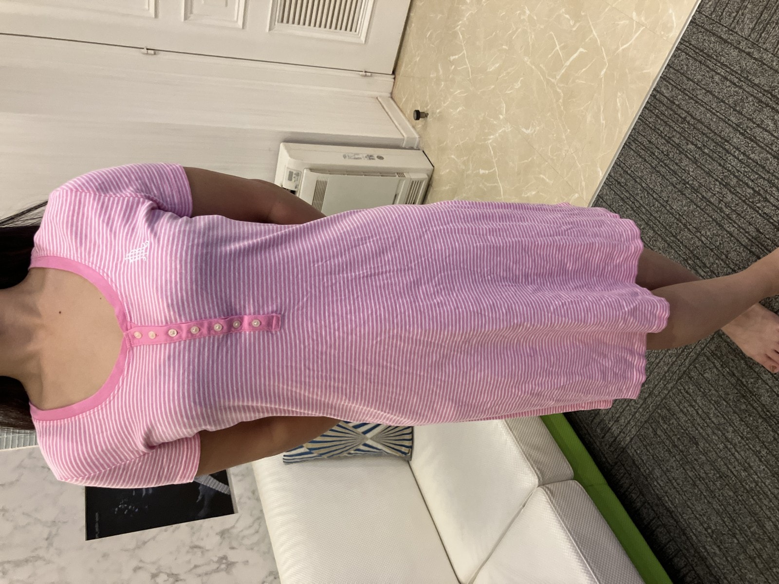 半袖 ニットワンピース ピンク ボーダー S