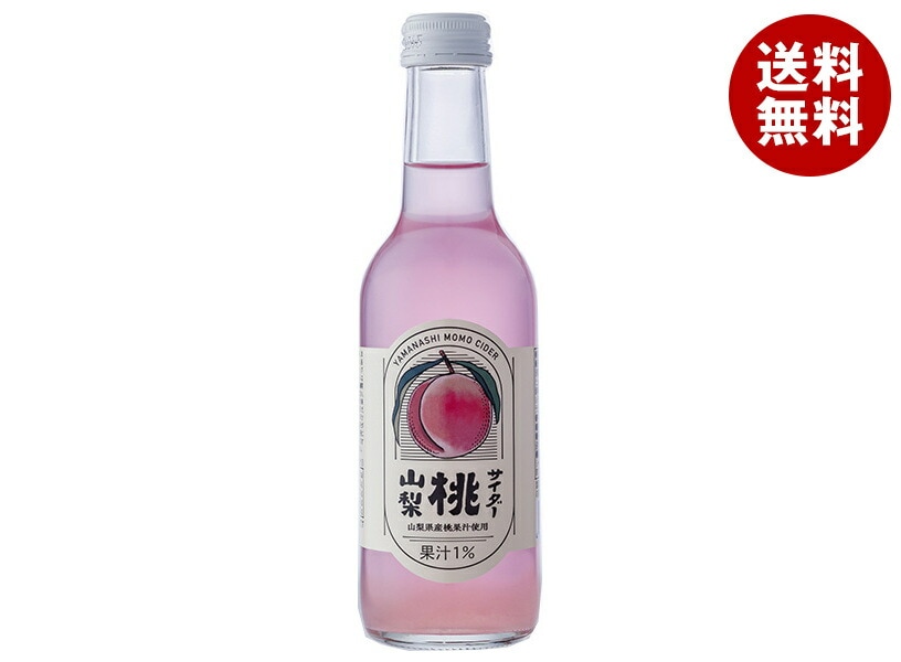 友桝飲料 山梨 桃サイダー 245ml瓶×24本入×(2ケース)