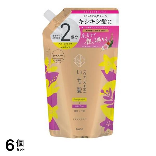 いち髪 ダメージリペア&カラーケア シャンプー 詰め替え用 2回分 660mL 6個セット