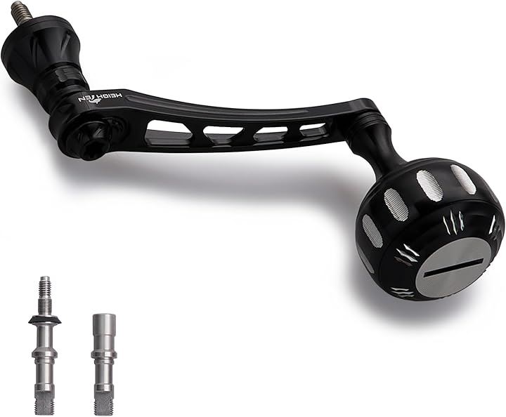 65-70mm可変 リール ハンドル 35/38mm ノブ搭載 シマノ ダイワ 通用 スピニングリール Chrysant 503(35mmノブ -1 搭載 - ブラック＆シルバー))