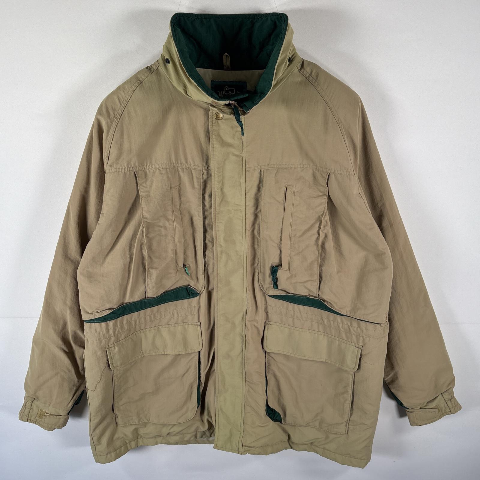 古着 90s/90年代 USA製 ナイロンジャケット カバーオール フルジップ 大きいサイズ XL ベージュ メンズ