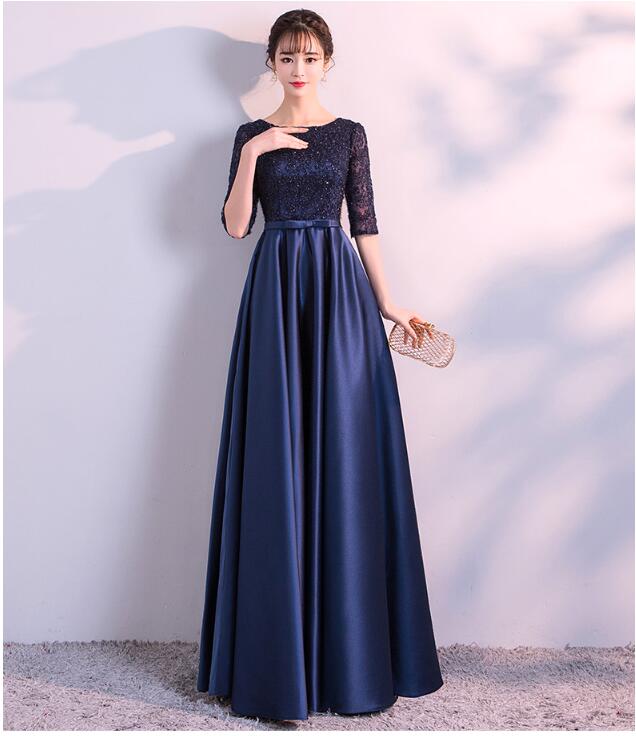 ドレス 大人 ネイビー ピアノ 発表会 サテンドレス パーティードレス 結婚式 ワンピース ロングドレス 演奏会用ドレス ブライダル ウェディング 春夏秋冬 ファスナー 上品 ロング丈 合唱ドレス 成 5,189円