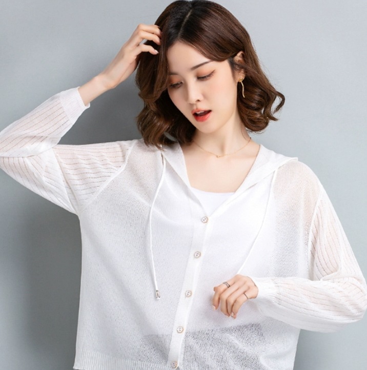 トップス カーディガン 日焼け対策 薄手 アイスシルク フード付き レディース 長袖 Vネック かわいい 大人可愛い きれいめ カジュアル 上品 おしゃれ こなれ感 ガーリー 主役級 ラブリー