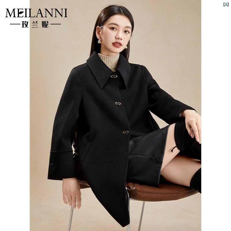 レディース レディース ファッション 上品　オシャレ　綺麗 ウール ジャケット 秋冬 ハイエンド 西洋 ママ 小柄 ブラック コート