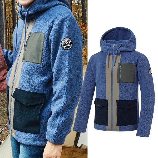 男性登山フリースジャケット ブークル保温フード一体型ネチル(男) KSJ6769M