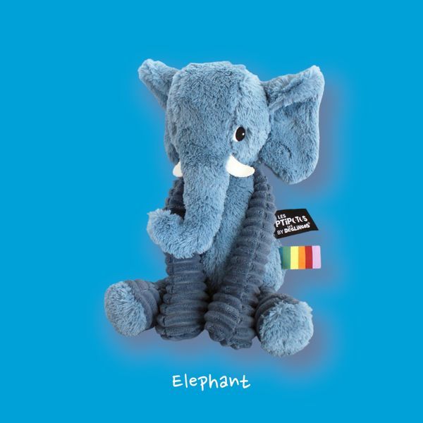 フランス ディグリンゴ ス 愛着ぬいぐるみ ゾウ/ブルー