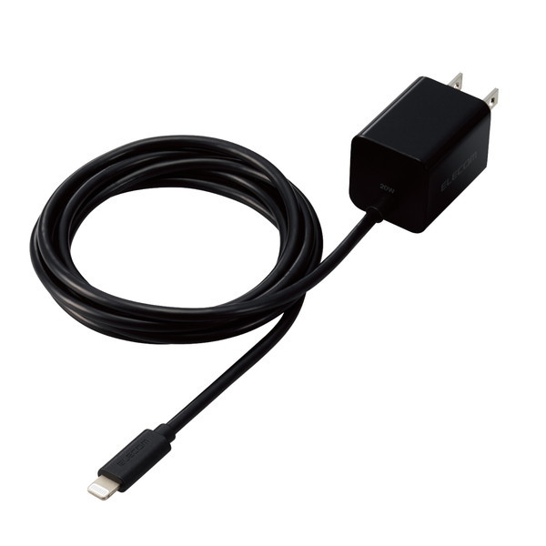 MPA-ACLP05BK ブラック USB Type-C 充電器 PD 対応 20W ライトニングケーブル 一体型 1.5m スイングプラグ ACアダプター コンセント メーカー直送 4,306円