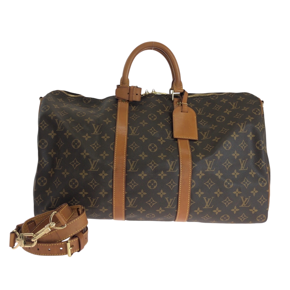 モノグラム キーポル50 バンドリエール 男女兼用 ブラウン ゴールド金具 PVC M41426 ボストンバッグ ハンドバッグ レディース 411375