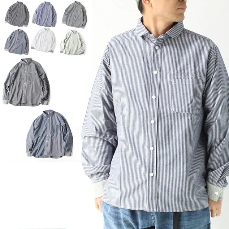 2wayショールカラー シャツメンズ g233732 長袖シャツ カジュアル