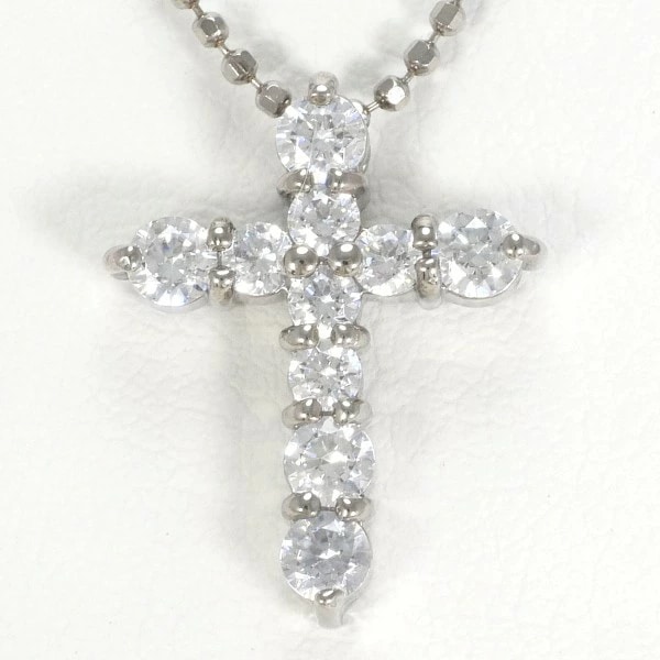 K18 18金 WG ホワイトゴールド ネックレス ジルコニア 約40cm ジュエリー 中古