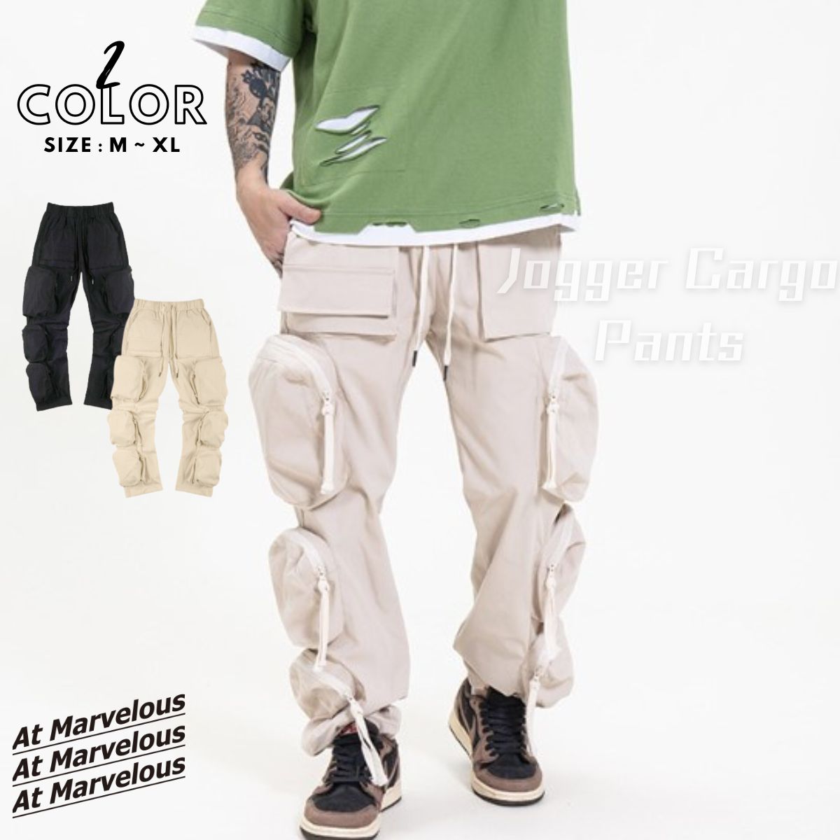 【2点購入で150OFF】[最安値保証*即納]カーゴパンツ メンズ ズボン ロングパンツ ポケット ワイド ルーズ ゆったり テーパード ストリート Ｂ系 ダンス ヒップホップ ワークパンツ ジョガー