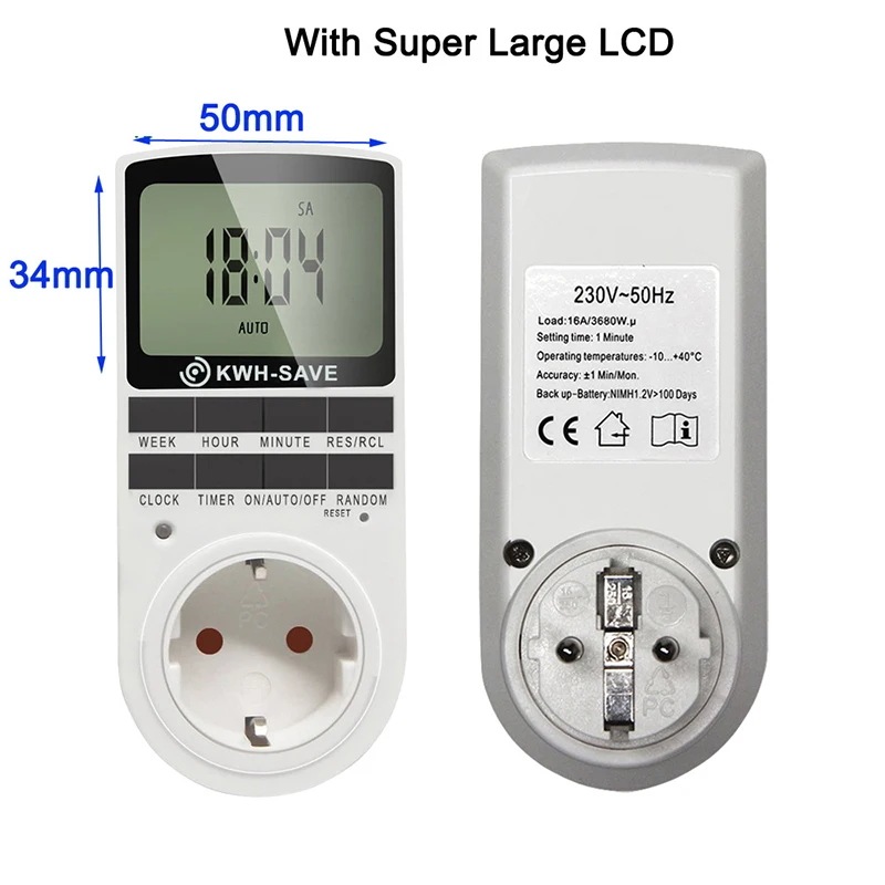タイマー付き電子スイッチ,プログラム可能,12/24時間,EU/UK/USソケット,コンセント,キッチン家電,デジタル制御
