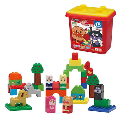 他サイト： バンダイ【ブロックラボ】それいけ！アンパンマン はじめてのブロックバケツL H-4543112665973【対象年齢1．5才以上】全51ピースの商品画像