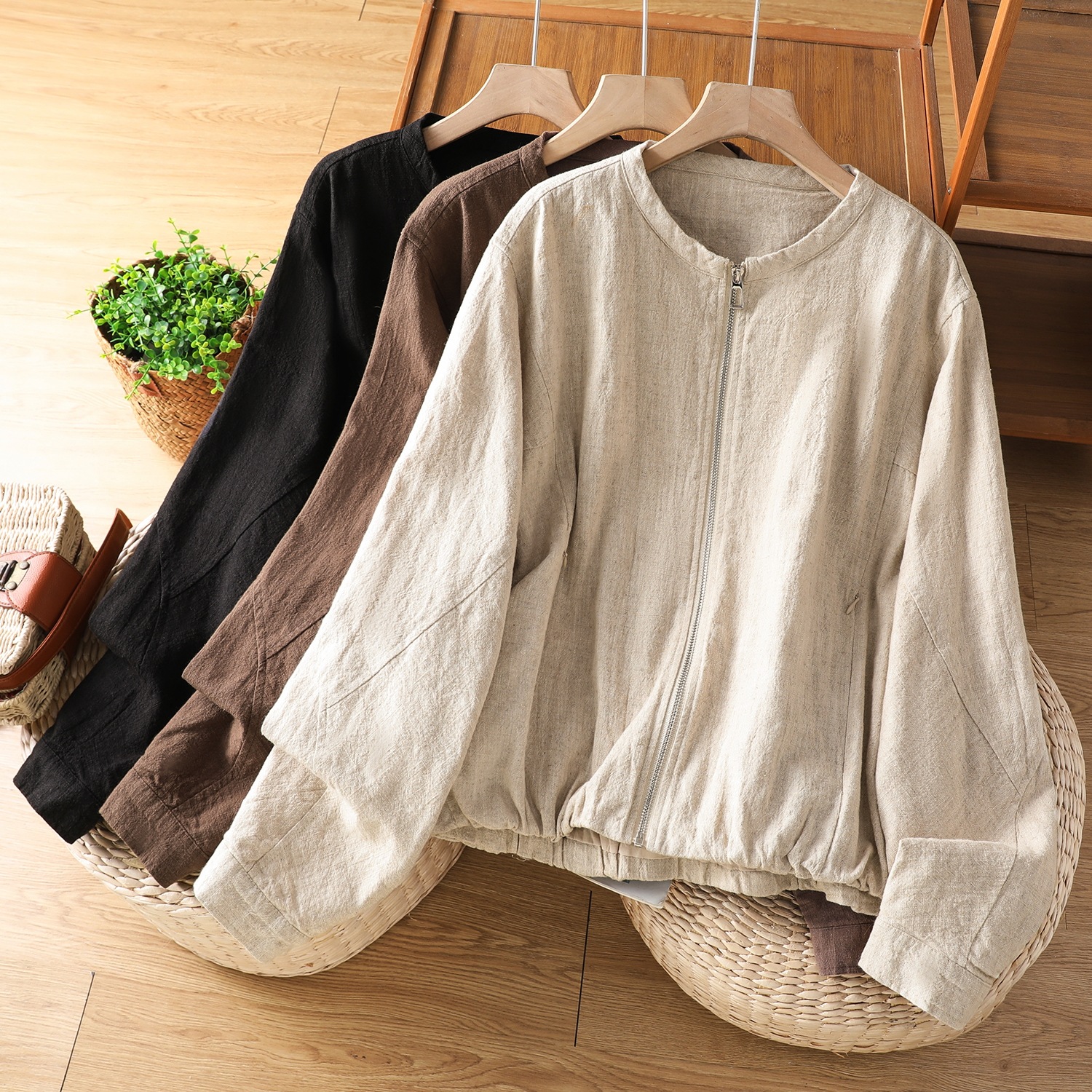 ジャケット 長袖 ストレート ファスナー 前開き きれいめ シンプル カジュアル おしゃれ かっこいい ラフ メンズライク クール モダン 存在感 都会的 ベーシック ロマンティック ワイルド 無地