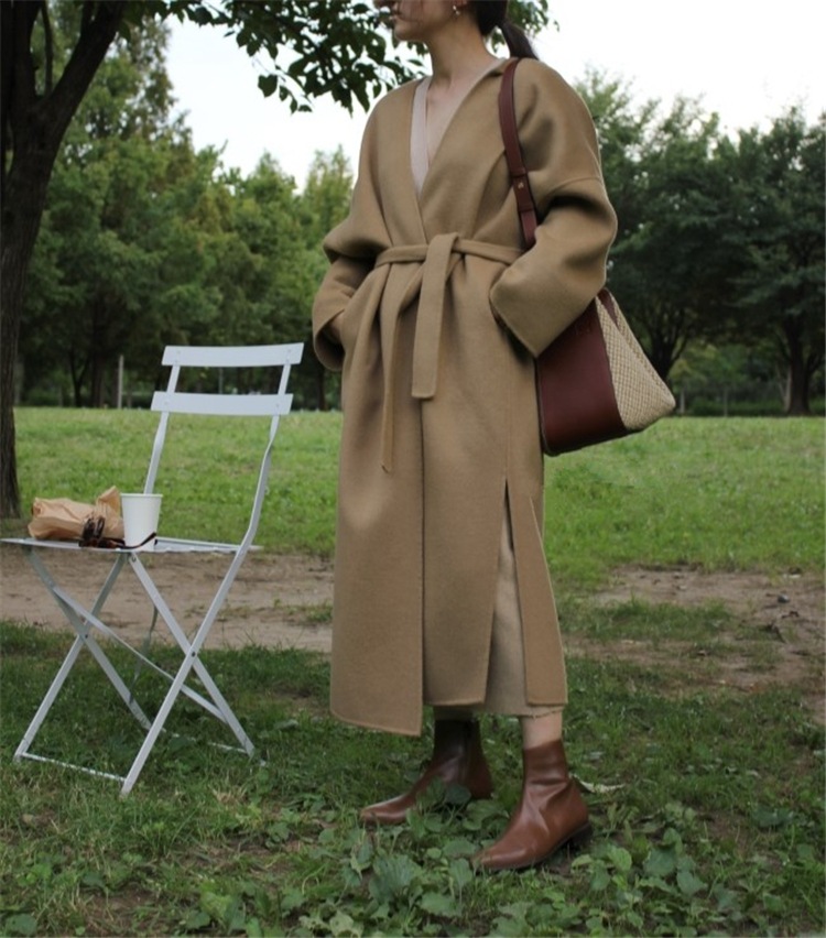 ジャケット カーディガン コーディガン ロングコート ガウン ロング 長袖 ボリューム袖 ドロップショルダー ノーカラー ワイド ストレート ベルト ポケット ハイウエスト かわいい 大人可愛い