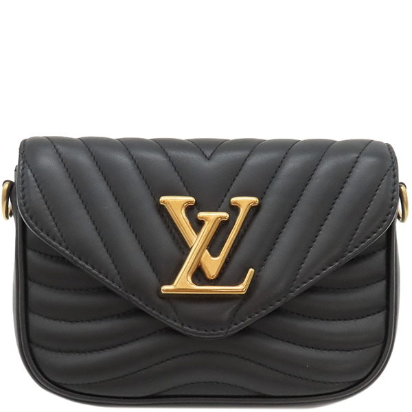ルイヴィトン LOUIS VUITTON ショルダーバッグ ニューウェーブ ミュルティ ポシェット カーフレザー ブラック ゴールド金具 LVロゴ 黒 チェーンショルダー M56461 FK5200・