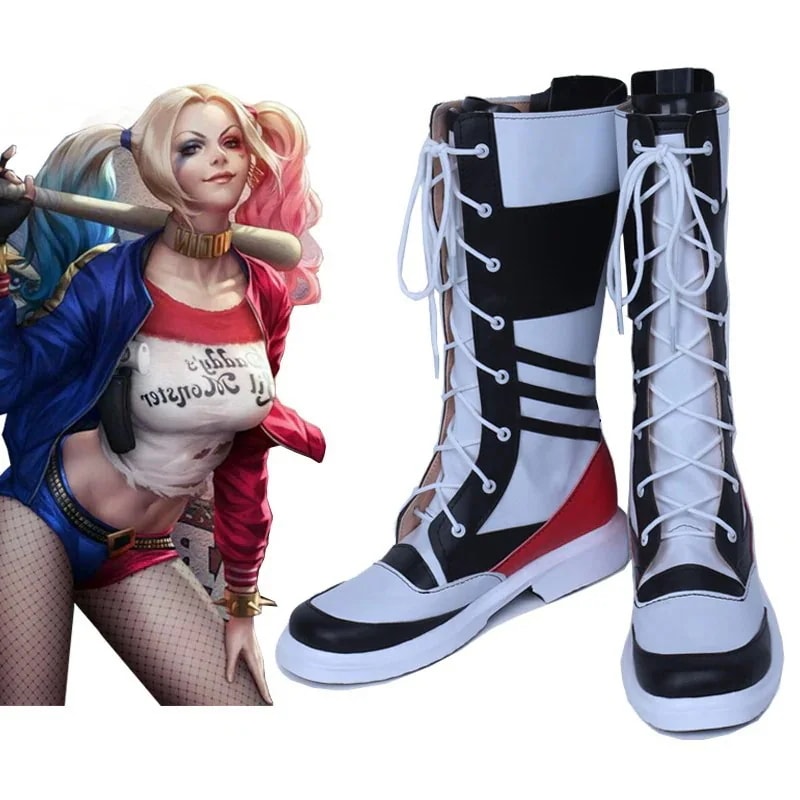25新作 期間値!下!げ 自殺チーム醜い女性harley Quinnハリークインcos靴男性用オーダーメイド