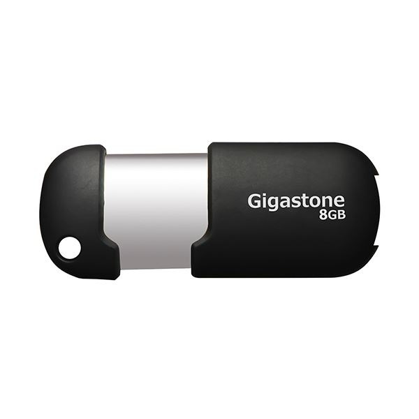 （まとめ） GigastoneUSB2.0フラッシュメモリ スライド式 8GB ブラック／シルバー GJU28GSLJ 1個 [x5セット]