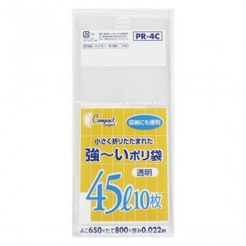 ジャパックス コンパクト強～いポリ袋45L 透明 10枚×60冊 PR4C