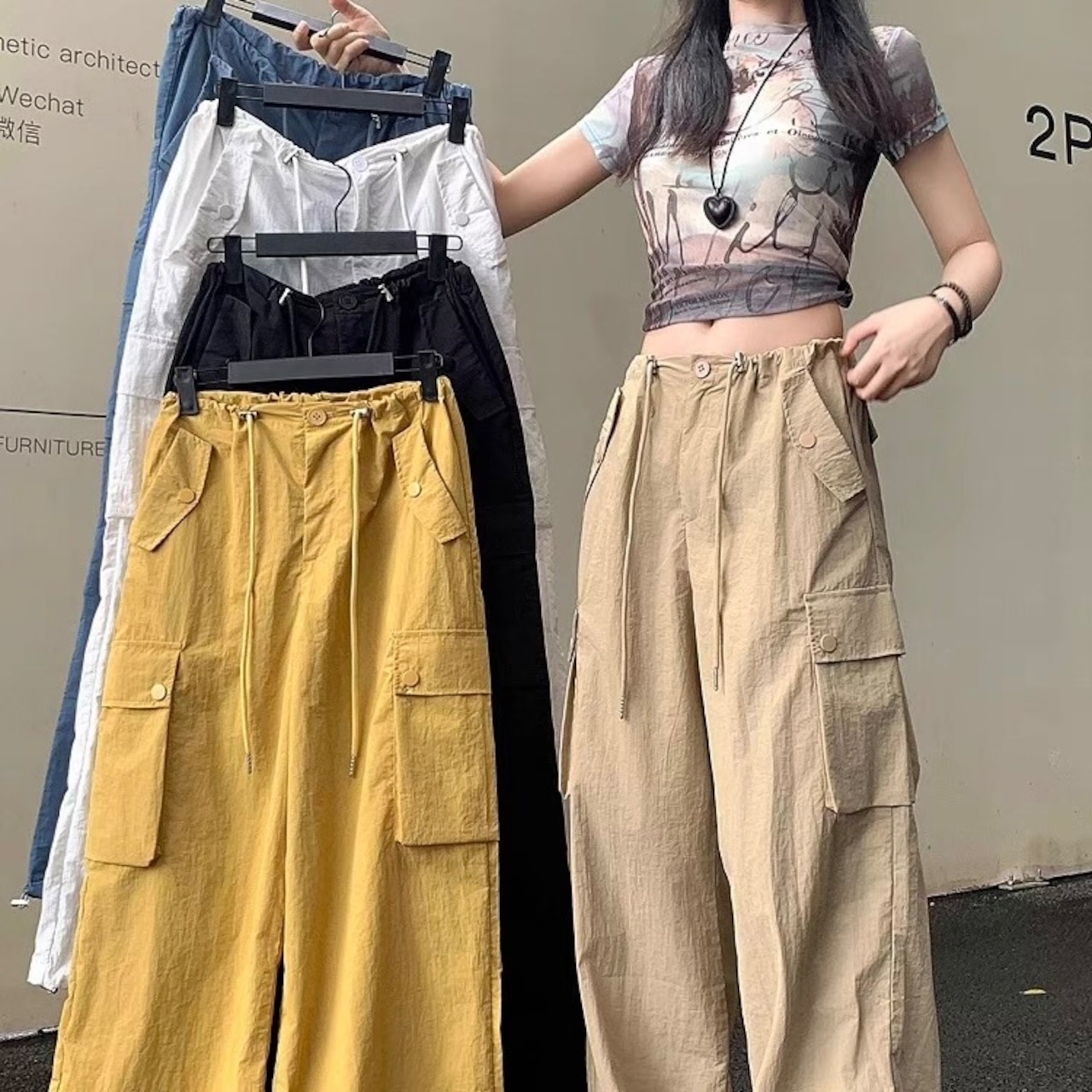 2024夏 韓国パンツ ロング丈 サイドポケット ワイド ストレート ハイウエスト 美脚効果 脚長効果 細見え 夏 白 黒 黄色 茶色 青 おしゃれ かわいい 韓国ファッション レディース お出かけ