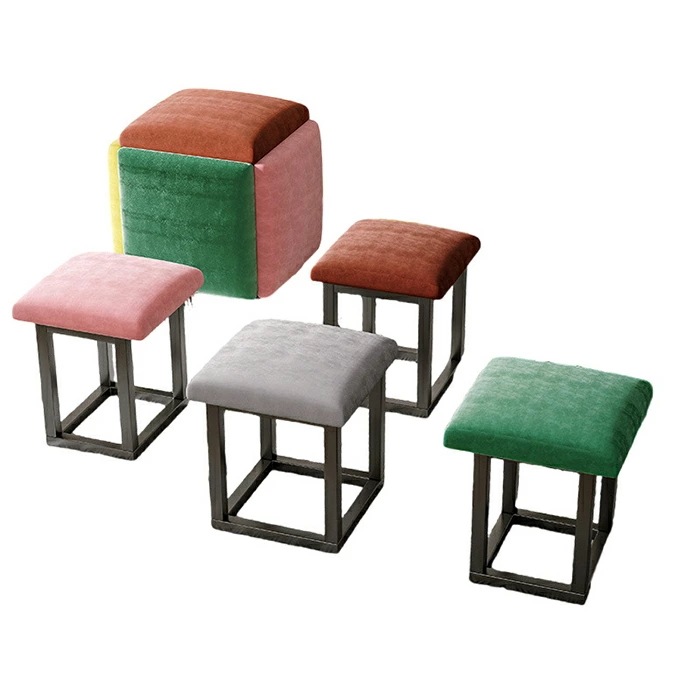 コンビネーション スツール 5脚セット 5in1スツール 椅子 チェア コンタクト 組合せ 回転椅子 床 低い椅子 座椅子 腰痛対策 足置き チェア ナッパレザー フランネル 便利 省スペース 展開