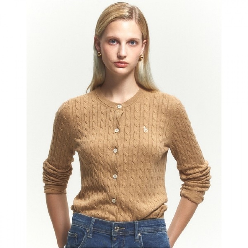 (ヘッジスレディース) 24FW ベビーケーブルカーディガンベージュ HSSW4CC71I2