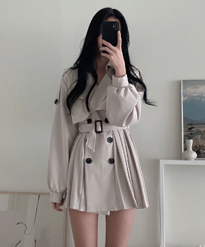 [デートルック/フィット保障]トレンチ 袖 バルーン プリーツops 5,471円