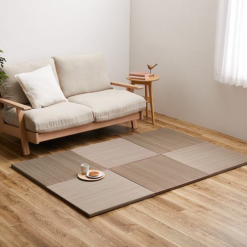 【メーカー直送品】萩原 【6枚組】置き畳 紗彩 約65×65×2.5cm ブラウン