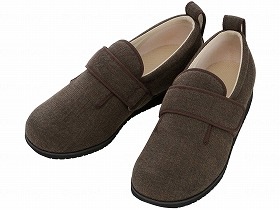 徳武産業 あゆみシューズ 介護靴 施設用 ダブルマジックII ヘリンボン 7E 茶 両足4Lサイズ 7024