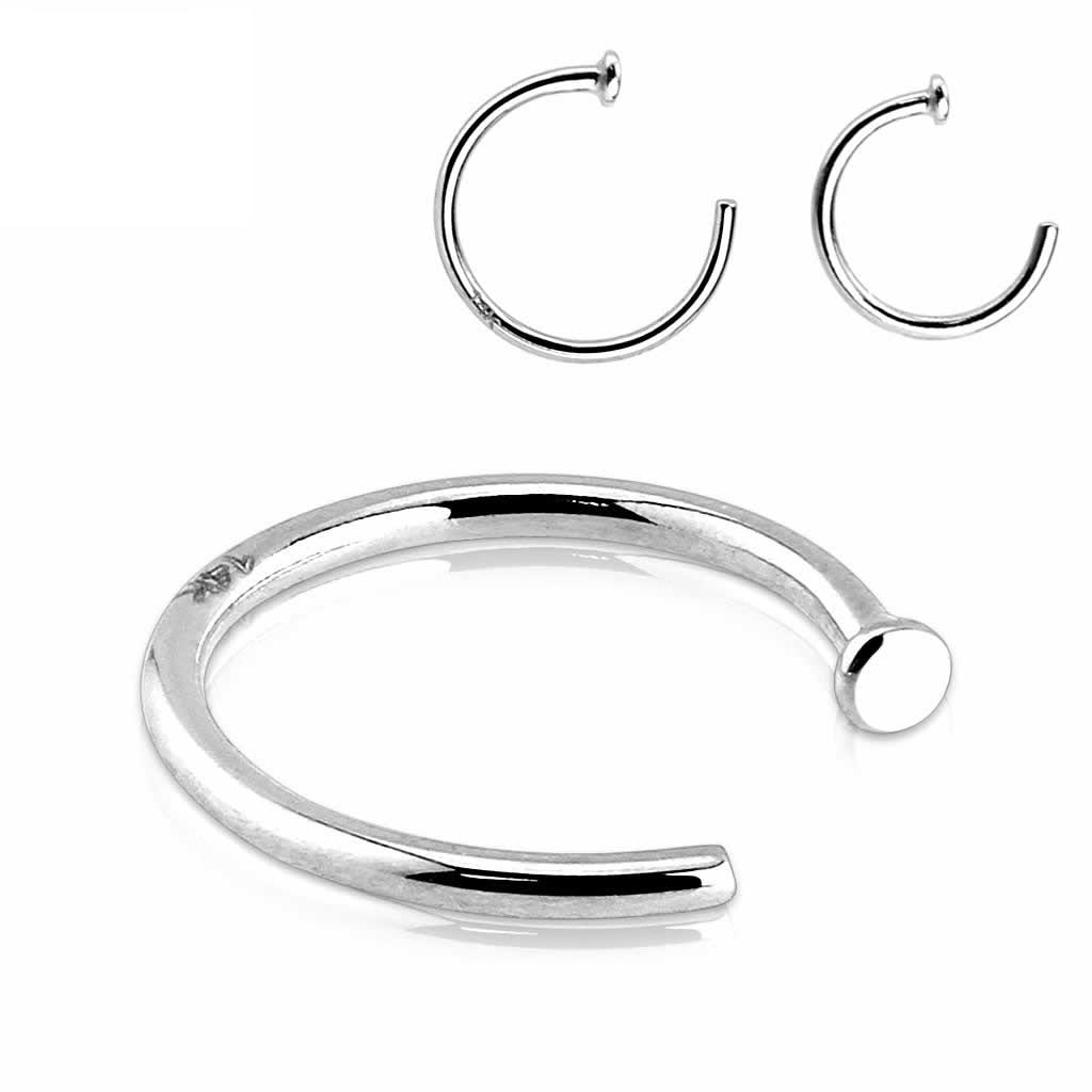 14金 フラットノーズリング ボディピアス 18G 20G ホワイトゴールド 鼻ピアス ノストリル 軟骨 ダイス ロック 本物 男性 女性 プレゼント シンプル フープ w4onrxxxxxxxx