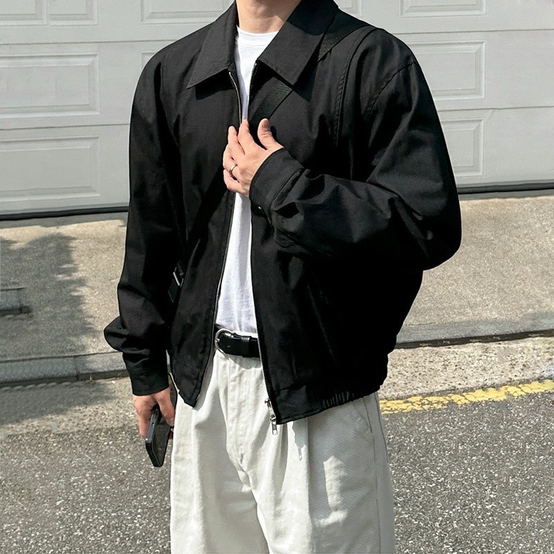 プランクトンハンサムショートジャケットメンズ秋新作ルーズラペルコートシンプルなエグゼクティブコートのトレンドの韓国語バージョン