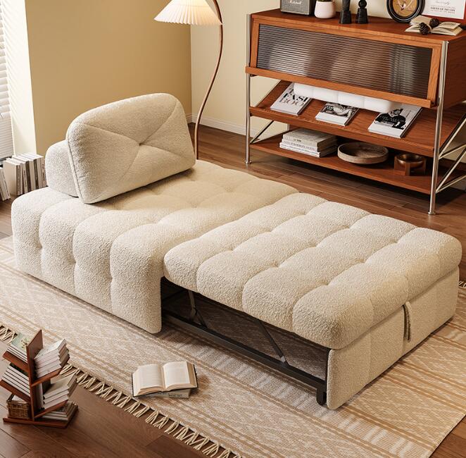 背もたれクッションプレゼントおしゃれなインテリア　クリーンな空間人気ソファー　北欧風ソファ　ソファーベッド　ソファー　クリーム風シングル折りたたみソファベッド小さな家庭のリビングルーム