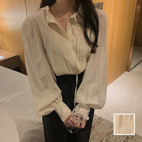 ブラウス シャツ 韓国 ファッション レディース 春 夏 秋 カジュアル コーデ シンプル 定番 セレカジ 20代 30代 40代 2025 タック フリル パフスリーブ ドレープ