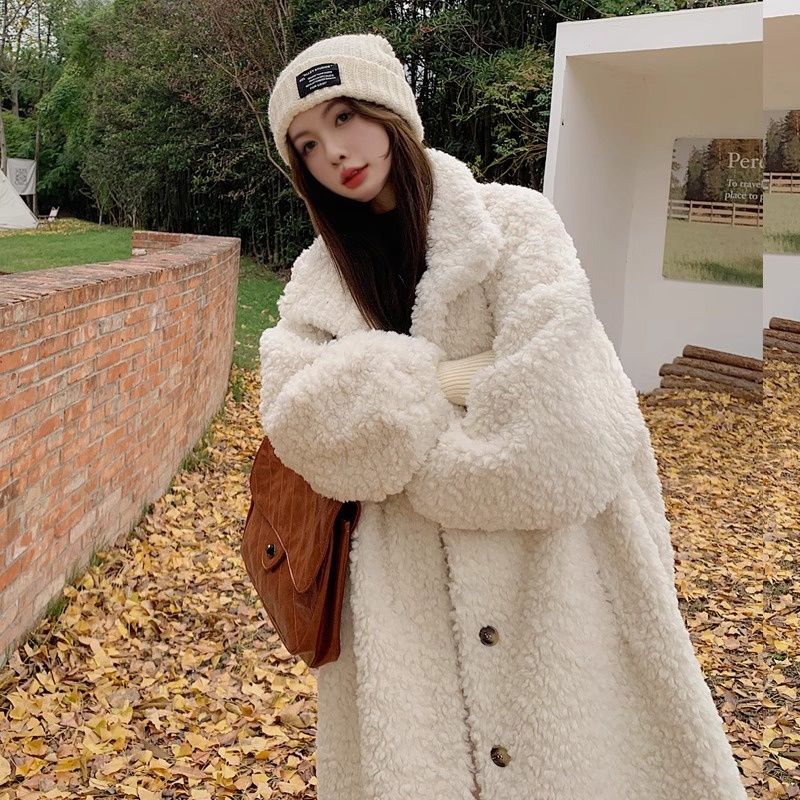 冬アウター春トレンチコート 韓国ファッション 新作ラムファーコートロングウールコート