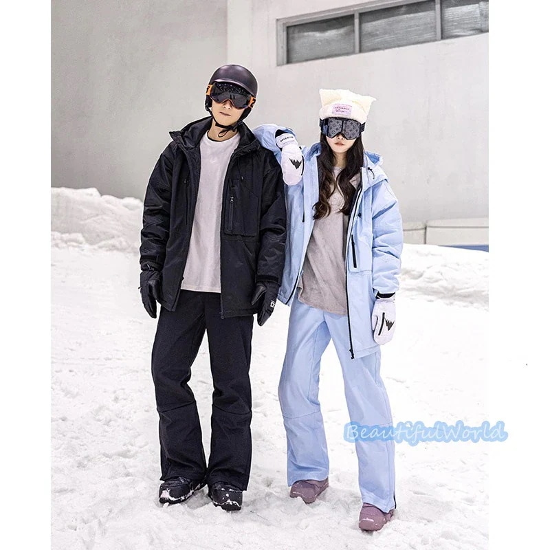 スノーボードウェア上下セットスキーウェアメンズレディースセットアップ男女兼用スノボウェアスノーボードジャケットパンツ撥水防風保温雪遊び暖かいH24