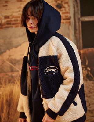 [LIBERTENG]韓国ファッション/ヘビーフリースジャケットクリーム /ユニセックス/ ペアルック/