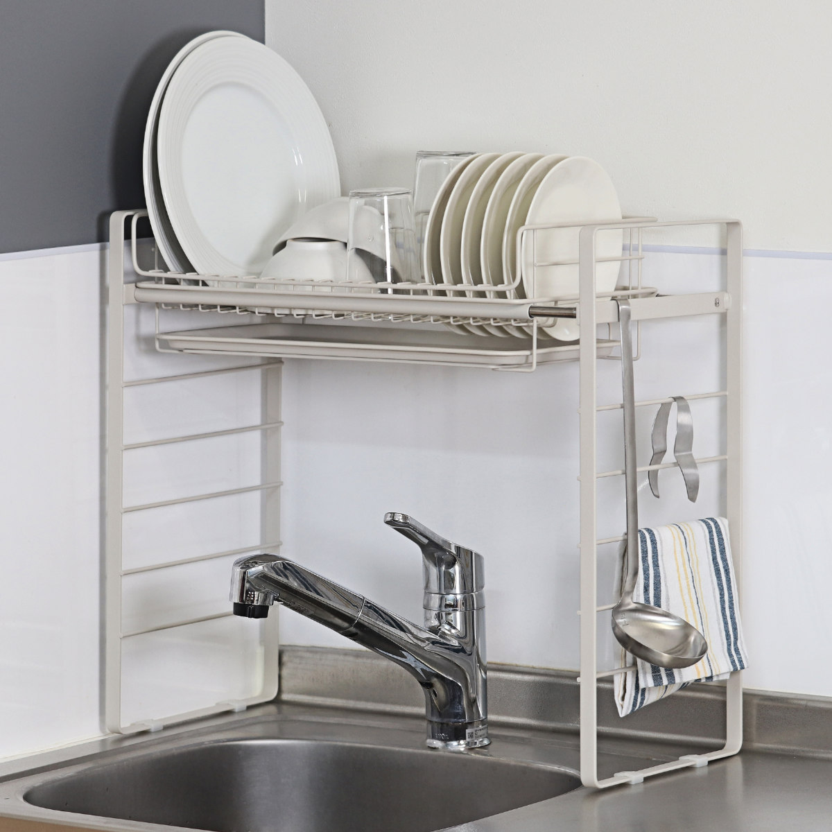 水切りラック シンク上水切りラック ルームラボ シンク上 一人暮らし 伸縮 スリム ステンレス 水切り 水切りバスケット 水切りかご 水切りカゴ おしゃれ コンパクト シンク 渡せる 大容量