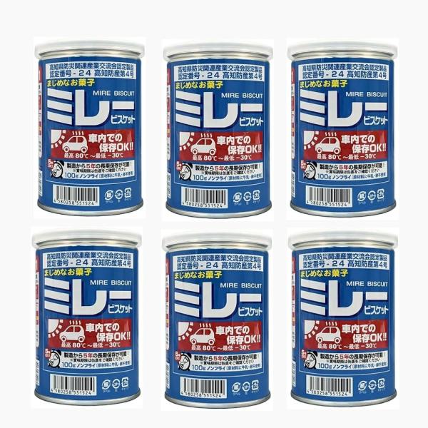 6個セット ／ 野村煎豆加工店 車載用 ミレービスケット 100g 賞味期限4年半保証 まじめなお菓子 ノンフライ 非常食 非常食 保存缶 防災グッズ 災害備品