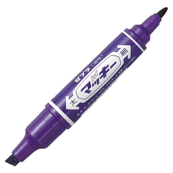 （まとめ） ゼブラ 油性マーカー ハイマッキー角芯太字+丸芯細字 紫 MO-150-MC-PU 1本 (×50セット)