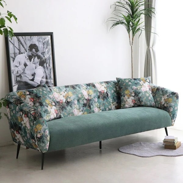 ソファ 幅200cm 三人掛け 花柄 ボタニカル柄 肘掛 脚付き ソファー 53,880円