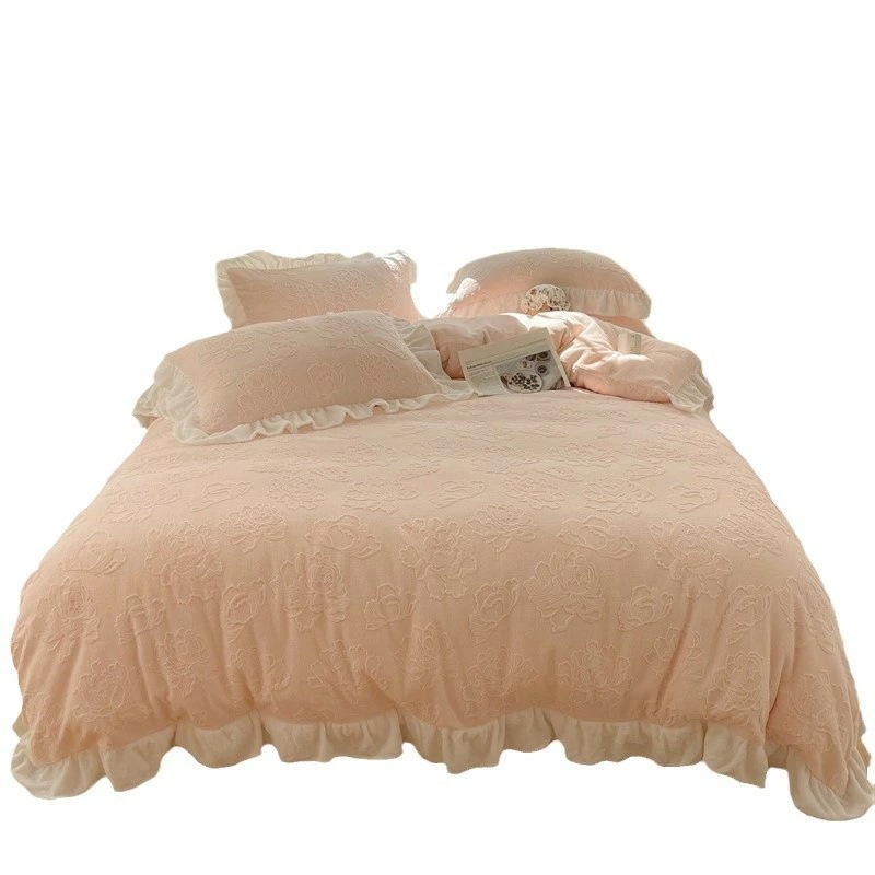 寝具セット 四点セット 両面使用 牛乳フリース 高級感 ウサギ毛調 厚手 珊瑚フリース 掛け布団カバー ベッドシーツ