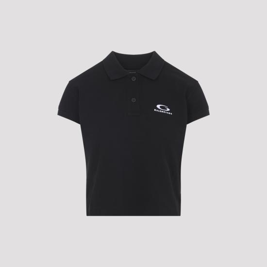 BALENCIAGA Women Polo Shirts 858098 TTVT8 1070 BLACK WHITE