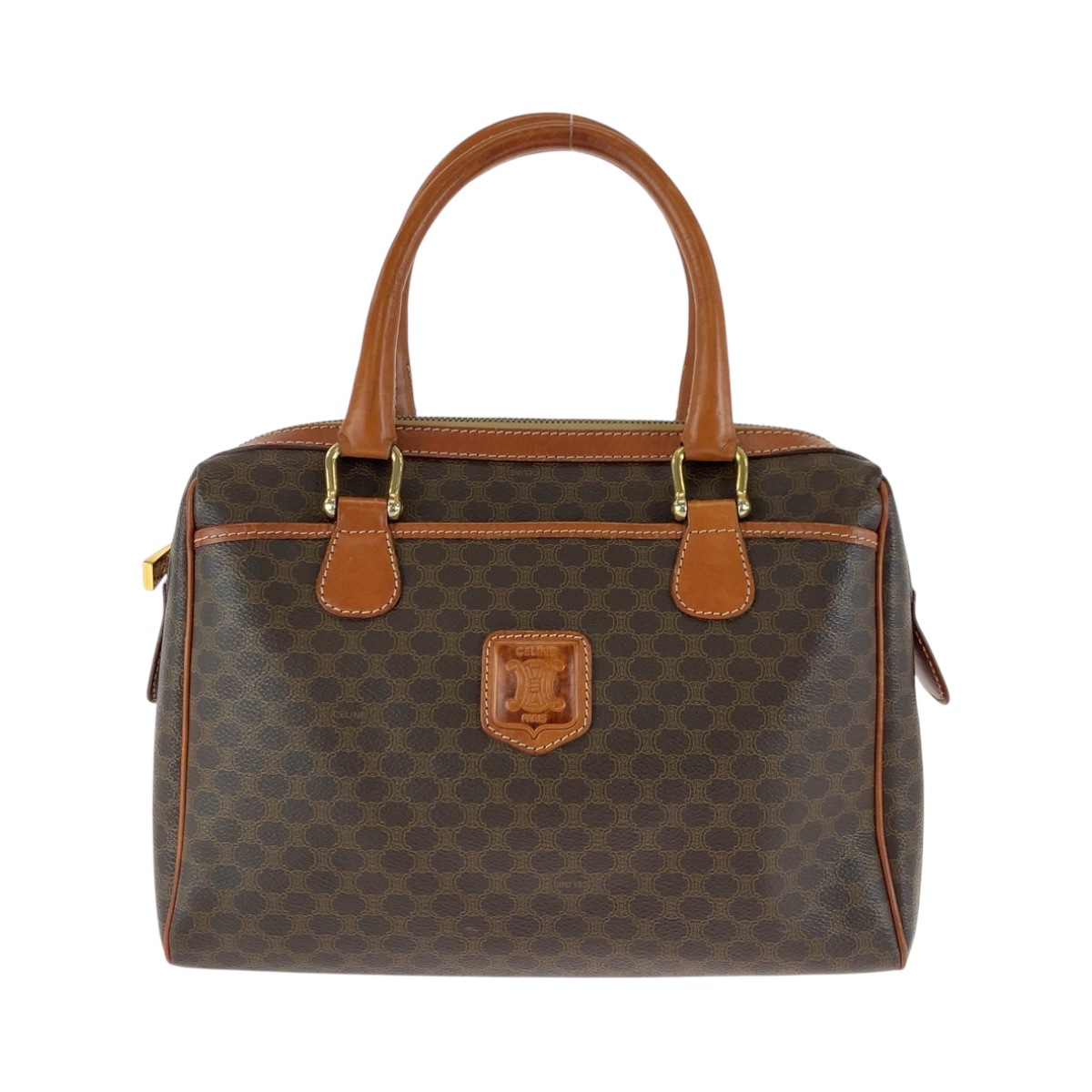 マカダム ブラウン ゴールド金具 PVC ハンドバッグ レディース 502094