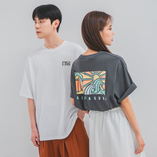 アルビンクロー SURF IN ステンドグラス オーバーフィット 半袖Tシャツ AST4976 (3 COLOR)