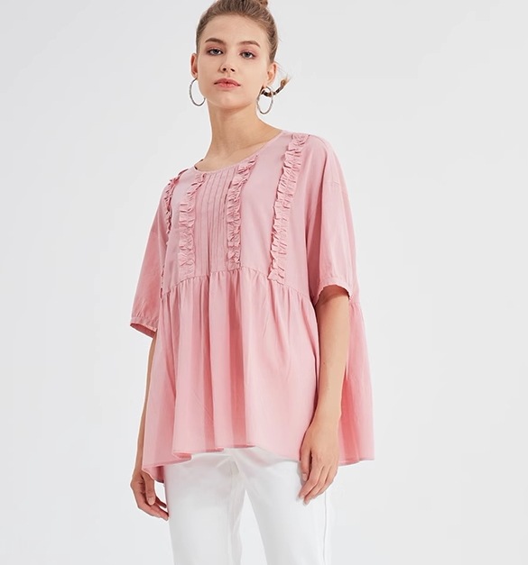 レディース ファッション 夏 Tシャツ カジュアル ルーズ 女性 サイズ シャツ 薄い ファッション トップ トップス シャツ ブラウス 白トップス 袖あり 半袖 フレア ワイド シフォン かわいい