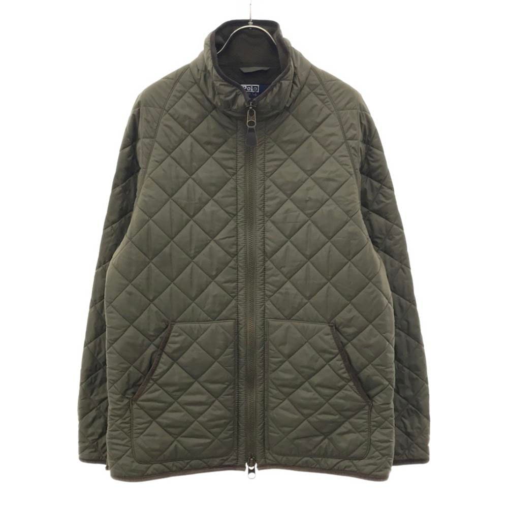 ポロバイラルフローレン フルジップ スタンドカラー キルティングジャケット L カーキ Polo by Ralph Lauren 裏フリース 中綿 メンズ