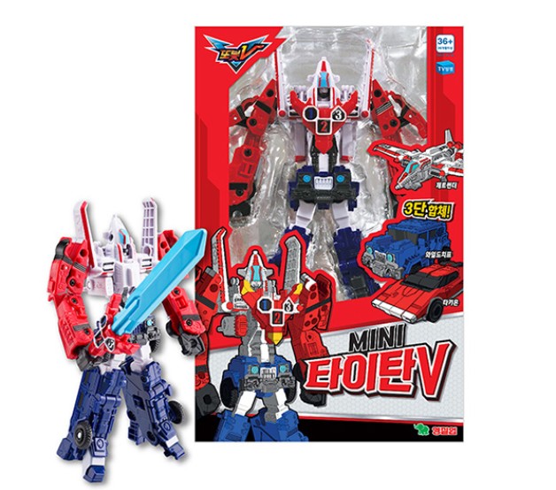韓国正規品 トボットV ミニ タイタンV 3段 変身 合体 ロボット