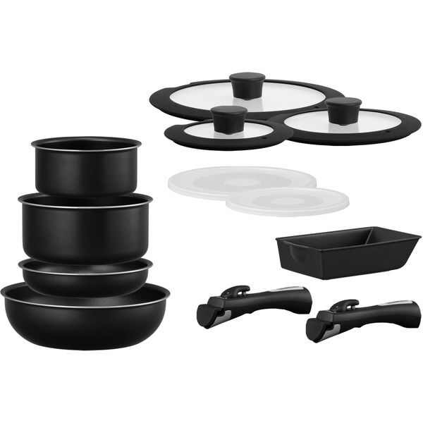 NTF-SEI12 ブラックメタリック ダイヤモンドコートパン12点セット IH・ガス火対応 メーカー直送