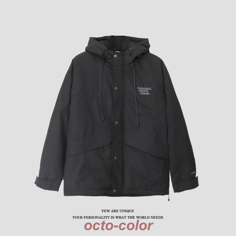 ジャケット メンズ 撥水 ワークジャケット 切り替えデザイン 胸元ロゴ刺繍 マジックテープ調整可能袖口 アウトドア