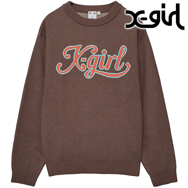 レタリングロゴ ジャガードニットトップ [105253015001] レディース xgirl トップス セーター BROWN 正規取扱店